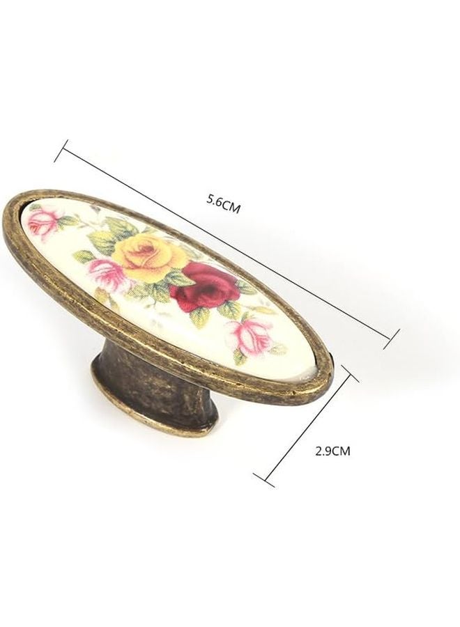 Vintage Floral Ceramic Bronze Cabinet Knobs For Kitchen Wardrobe 128MM Hole Distance - Image 4